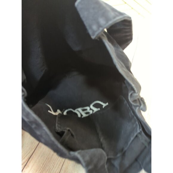 NOBU Black Canvas Tote Bag "NOBU" White Embroidered Cotton Shoulder Bag - Picture 8 of 11